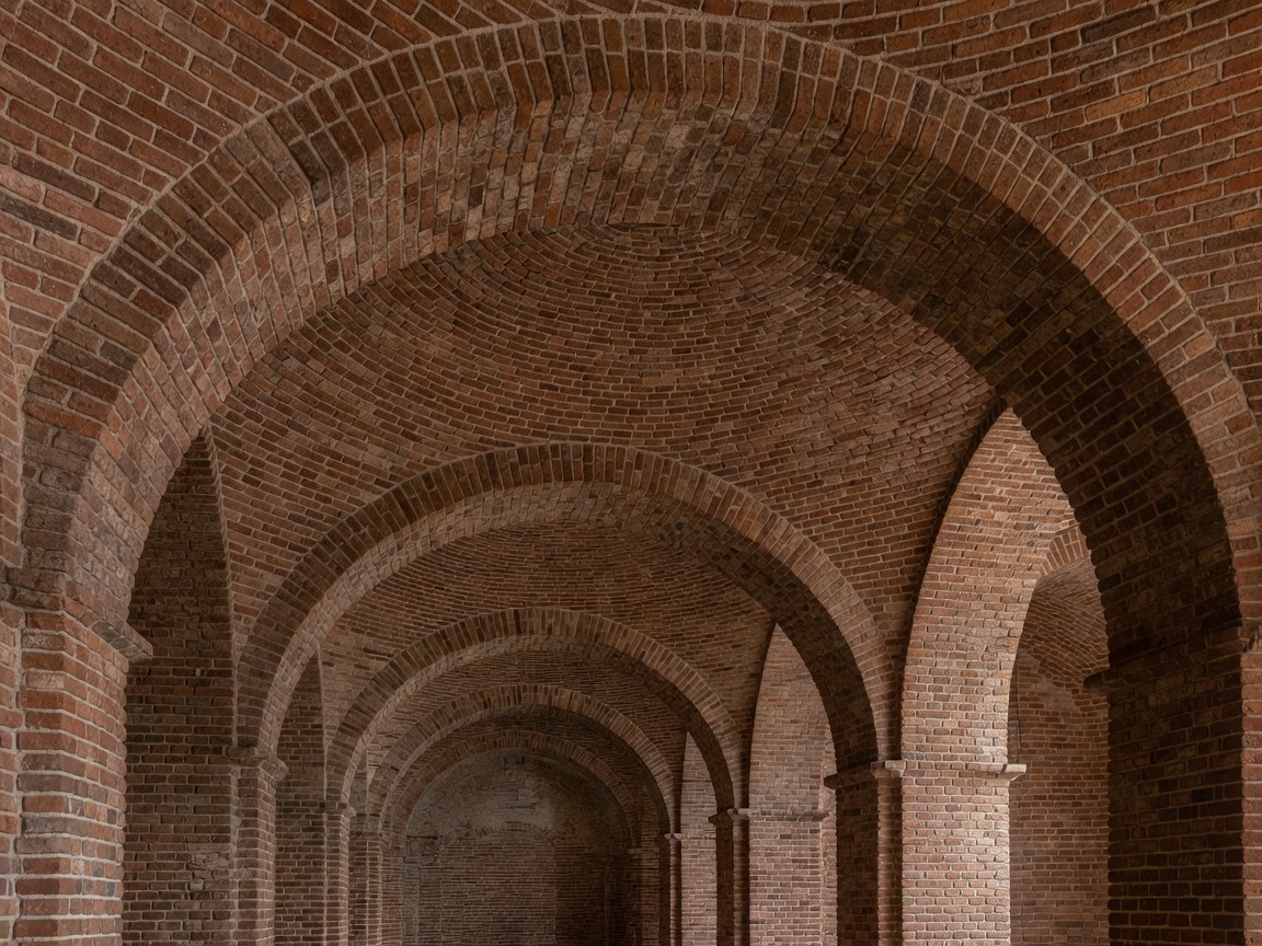 Restored clay brick framework and curved masonry architecture inside the historic Arch Gallery